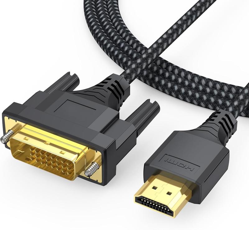 DVI to HDMI  6ft, HDMI to DVI-D DVI-I Braided Cord Bidrectional Male to Male Conector for Monitor Projector PC Raspberry Pi  One PS5 PS4 Graphics Card HDMI