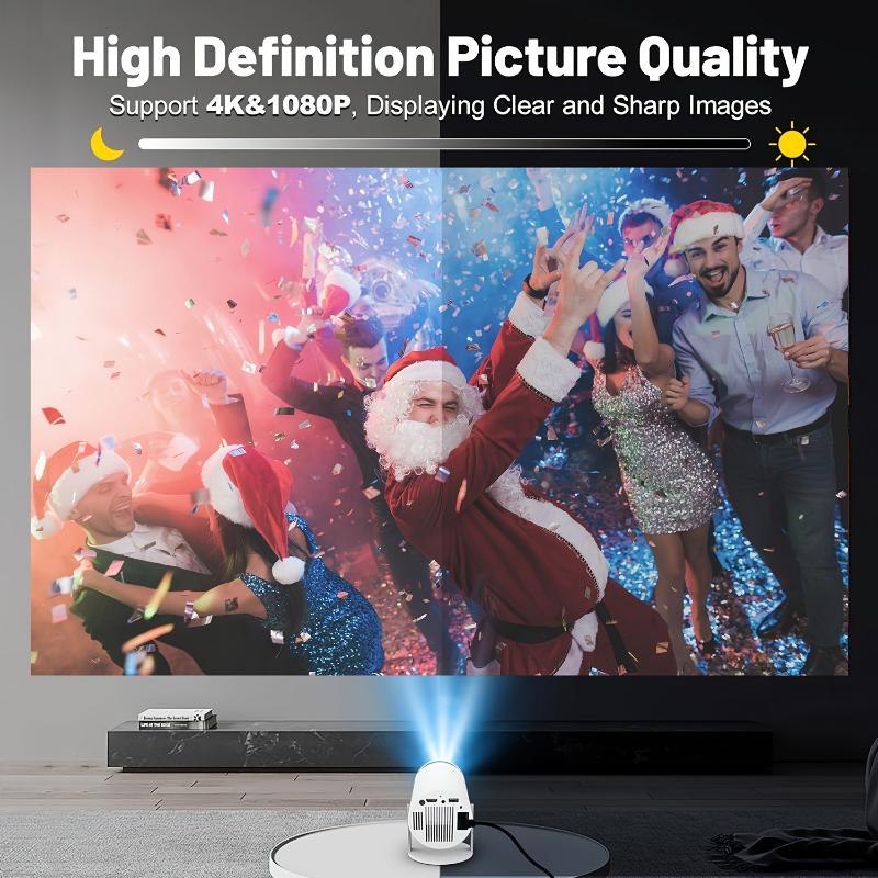 HY300 Pro Mini Portable Projector, 4K 260 ANSI Smart Projector With WiFi 6 BT 5.0, Screen Adjustment, 180 Degree Rotation, Home Video Projector Built-in Android 11.0 OS