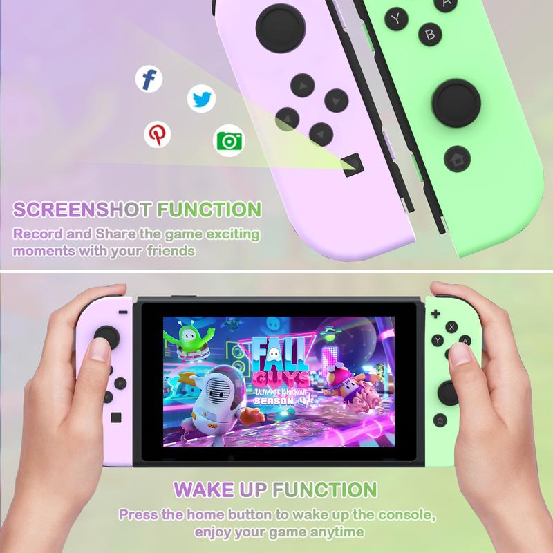 Switch Controller, Wireless Controller Replacement for Switch Joycons ,Left and Right Switch Joypad Controller Support Dual Vibration Wake-up Screenshot Motion Control,No NFC