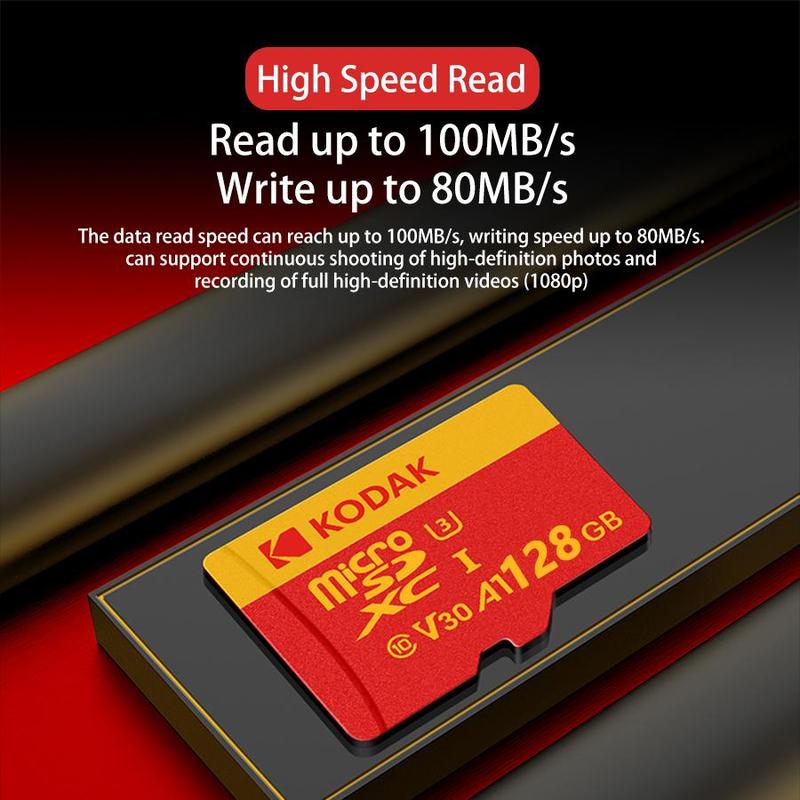 Kodak Micro SDXC Memory Card, 1 Count TF Card Micro SD Storage Card with Card Adapter, Support for Mobile Phone Digital Camera Traffic Recorder