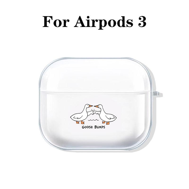 Goose Buddies Design Earphone Case with Hiking Buckle, Cute & Whimsical Pattern Shockproof Anti-fall TPU Cover for AirPods 1 2, 3, Pro, Pro 2, Gift for Birthday