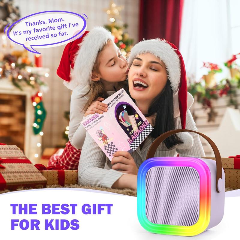 Mini Karaoke Machine for  Adults, Portable  Speaker with 2  Microphones,Toys Birthday Gifts for Girls Ages 4, 5, 6, 7, 8,9,10,11,12+ Family Home Party (Purple)