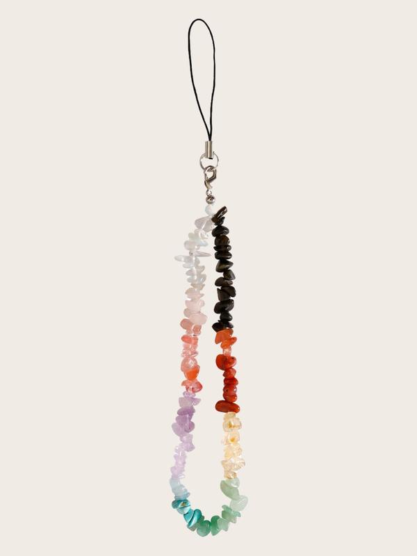 Artificial Crystal & Beaded Decor Phone Chain, Minimalist Style Phone Lanyard for Phone Decoration, Fashionable Phone Charm for Women & Girls