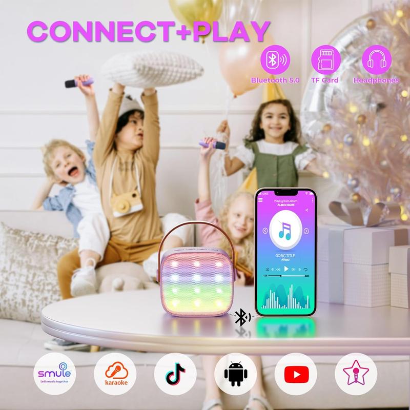 Mini Kids Karaoke Machine with 2 Microphones, Karaoke Gifts for Girls Ages 4, 5, 6, 7, 8, 9, 10, 12 +Year Old, 4-12 Years Old Christmas Toy Gift for Girls (Purple)