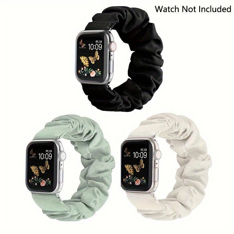 Elastic Solid Color Watch Band, 3 Counts Soft Braided Band, Replacement Watch Band, Multipurpose Elastic Hair Band Sports Watch Band for Apple Watch Series