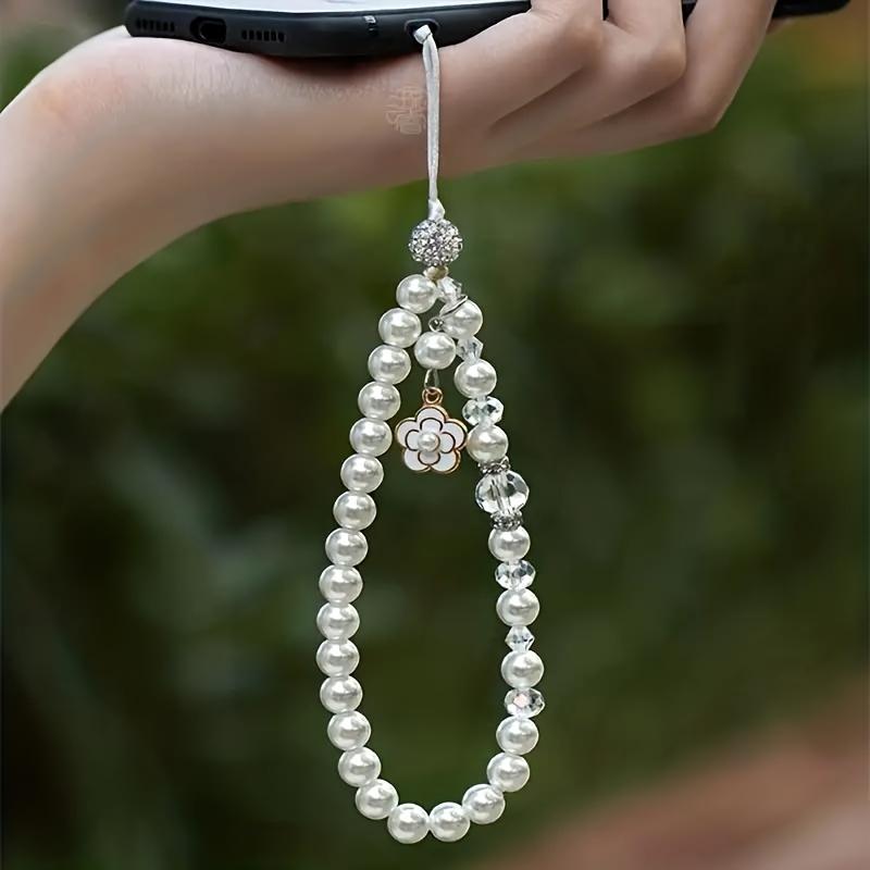 1pc Pearl Mobile Phone Chain Hanging Rope High End Wrist Phone Pendant Short Loss Prevention Phone Hanging Rope