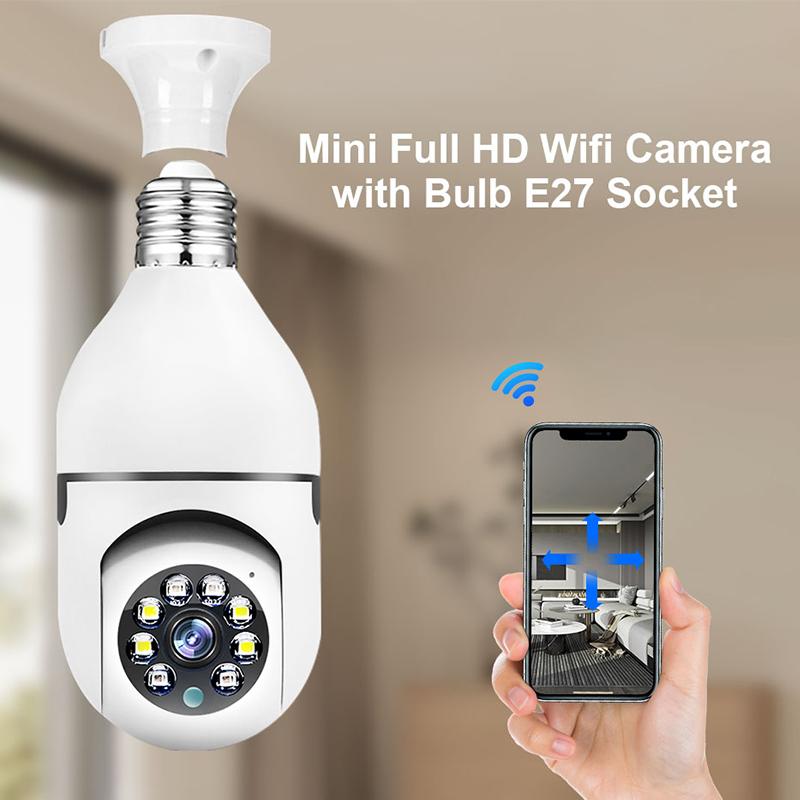 2K 3MP Light Bulb Security Camera 2.4 5Ghz-3 Megapixel Indoor Outdoor Full Color Day Night Camera, Motion Detection, Sound & Light Alarm, Two-Way Audio, Home Yard Store，Wireless Light Socket Camera Easy Installation Surveillance