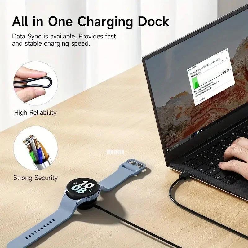 Portable USB PD Cable Fast Charging Station, 1 Count Magnetic Wireless Smart Watch Charger, Fast Watch Charger for Samsung Galaxy Watch 8 7 6 5pro 5 4 3 Active 2