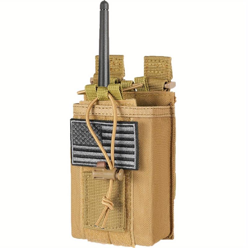 Molle Radio Holster Holder Case Heavy Duty Pouch Bag for Two Ways Walkie Talkies Adjustable Storage with 1 Pack Patch