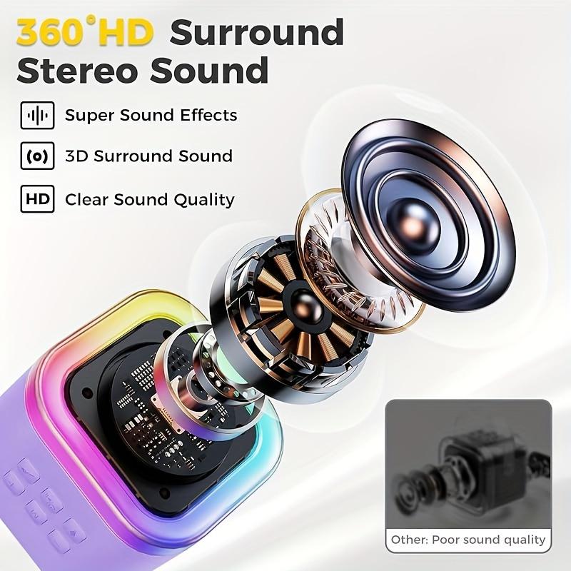 Portable Karaoke Machine with 1-2 Wireless Microphones, Clear Loud Sound, Compatible with All Smartphones, Ideal for Birthday, Home, Family Gatherings, Purple, Stereo Sound, USB Charging, 5.2 Surround Sound, 36V Max Voltage, 800mAh Battery,