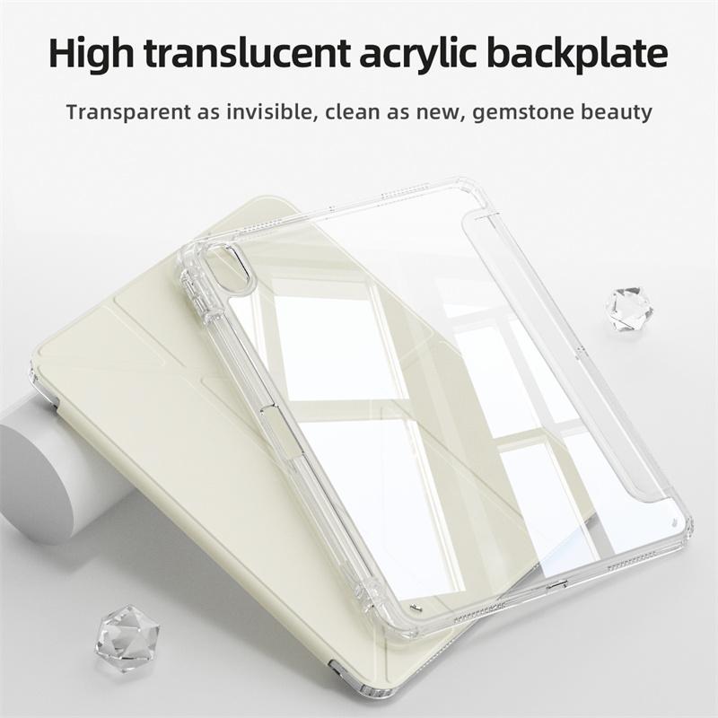 Clear Tablet Case with Pen Slot, Lightweight Foldable Tablet Protective Cover, Tablet Accessories Compatible with iPad Pro Air 10th Mini Series