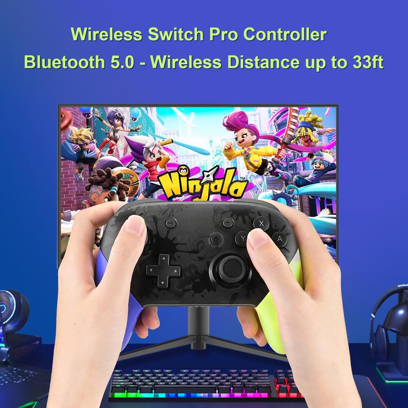 NFC Switch Pro Gaming Controller, Wireless Switch Pro Controllers with NFC Dual HD Vibration Screenshot Wake-up Function Auto-Pairing Motion Control 1300mAH Battery, Upgraded Gamepad Switch Control Replacement for Switch Switch Lite Switch OLED PC