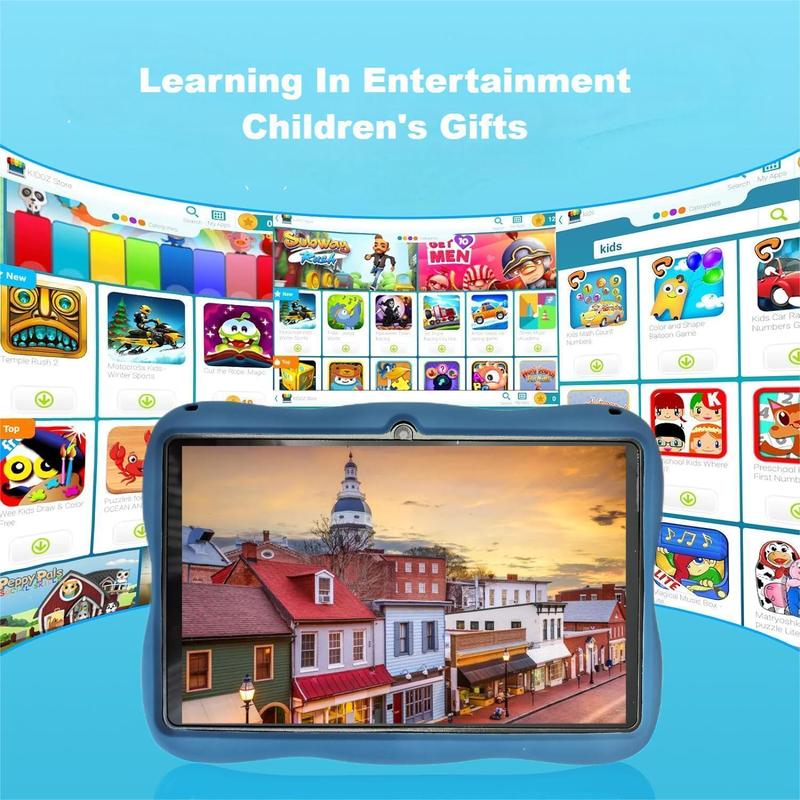 7 Inch Tablet, Android 12 Tablet with 2GB RAM 32GB ROM, 2.4G WiFi, BT, 1024x600 IPS Display, GMS, Parental Control, 3000mAh, Dual Camera, Shockproof Case