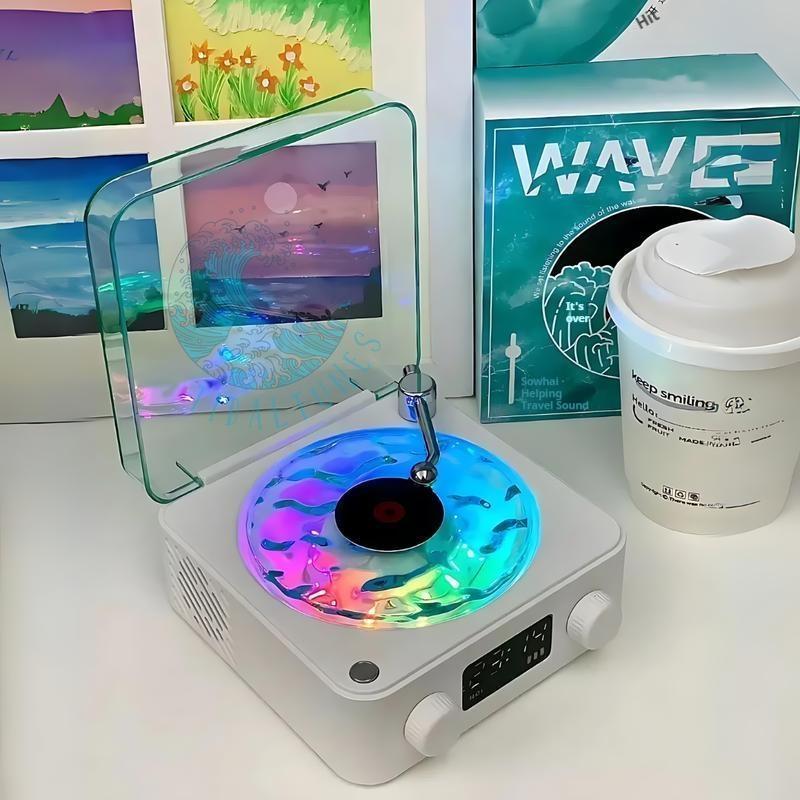 Portable Bluetooth Speakers with Adjustable RGB Lighting - Audio Wireless retro vinyl speaker aqua vinylspeaker bluetooth vinyl Compact Durable Streaming Smartphone，christmas 2024 omament