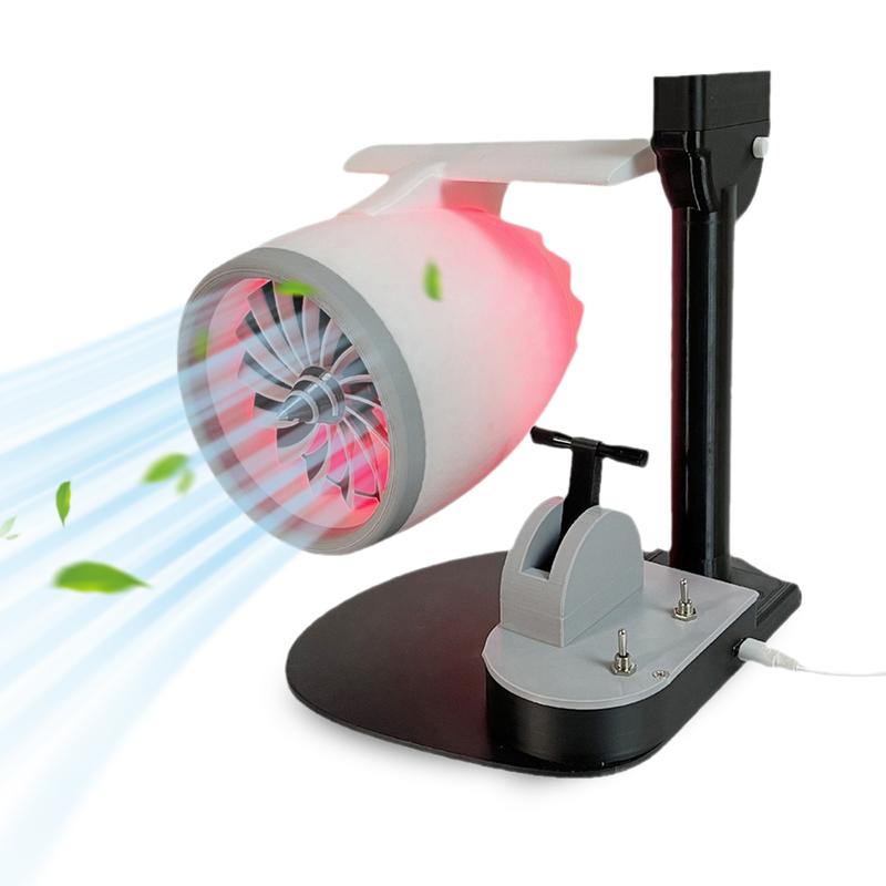 Creative Turbo Desktop Fan with Light Water Tank Design Adjustable Turbofan Engine Shape Cooling Fan 2-in-1 Cooling Fan Humidifier