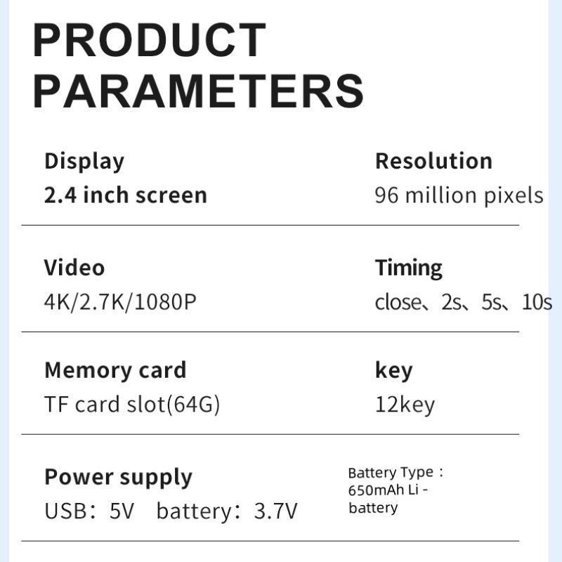 4x Digital Camera, 1200W Pixels 1080P Digital Camera, 16x Zoom Digital Camera with 2.4 Inch TFT Screen, Auto Focus Compact Camera for Students Shooting Vlog Use