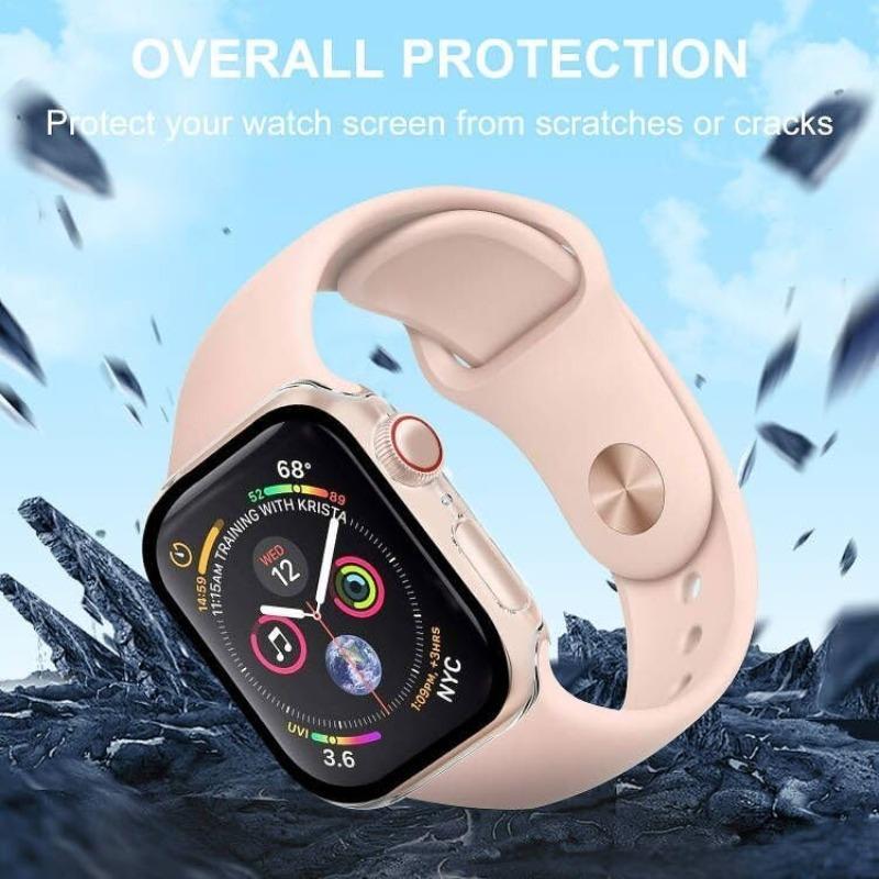 Hard PC Case with Tempered Glass Screen Protector, 2 Counts Ultra-thin Scratch Resistant Cover for iWatch Series 49mm 45mm 44mm 42mm 41mm 40mm 38mm