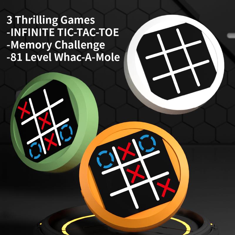 Portable Tic Tac Toe Game,4 in 1 Handheld Puzzle Game Console,Travel Games for Kids & Adults Ages 3+, christmas 2024 ornament