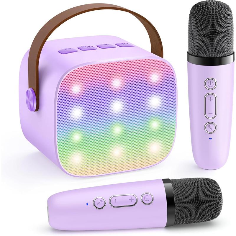 Mini Kids Karaoke Machine with 2 Microphones, Karaoke Gifts for Girls Ages 4, 5, 6, 7, 8, 9, 10, 12 +Year Old, 4-12 Years Old Christmas Toy Gift for Girls (Purple)