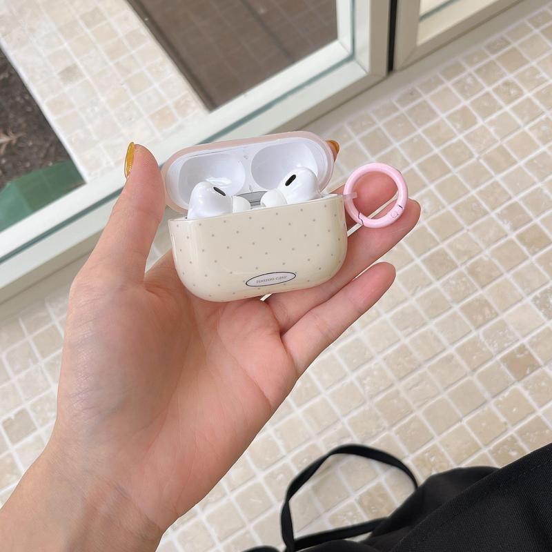 Cute Dot Pattern Earphone Case with Hanging Ring, Earphone Protective Cover, Earphone Accessories Compatible with AirPods 2 3 Pro 2