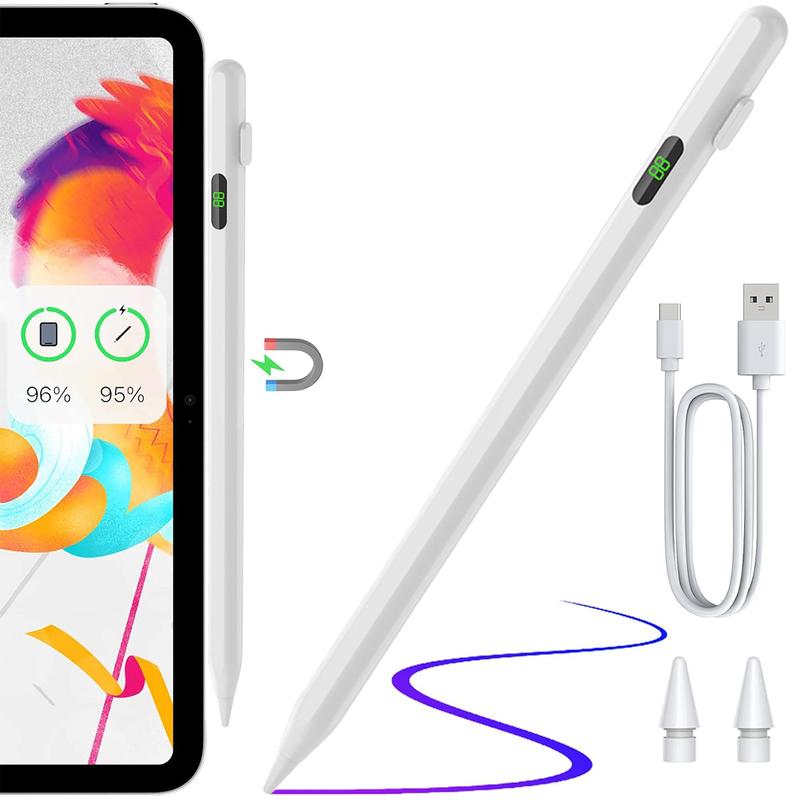 [FreeShip]Stylus Pen Universal Active Stylus, Stylus Pen Compatible for iPhone for Android Smartphone Touchscreens Phones, Rechargeable Stylus Pen with Touch Screen, Stylus Pencil for tablet, Stylus Pen for iPad Active Pencil-White, Computer Accessories