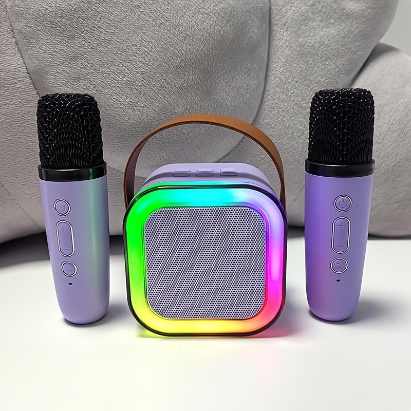 Portable Karaoke Machine with 1-2 Wireless Microphones, Clear Loud Sound, Compatible with All Smartphones, Ideal for Birthday, Home, Family Gatherings, Purple, Stereo Sound, USB Charging, 5.2 Surround Sound, 36V Max Voltage, 800mAh Battery,