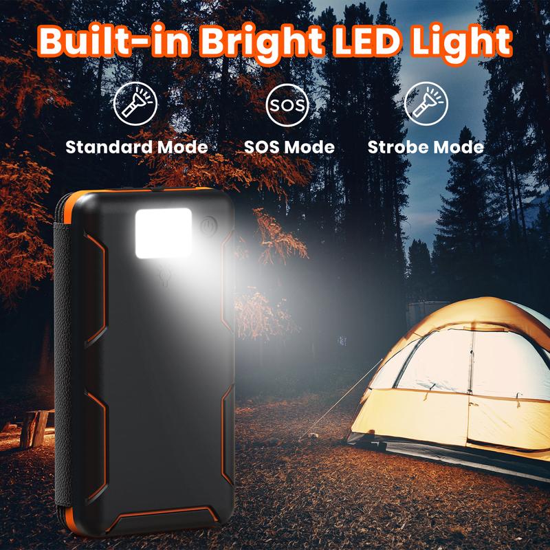 Cyber Monday Sale - Solar Charger 27000mAh Power Bank 22.5W Fast Charging Portable Phone Charger with 4 Solar Panels USB C PD External Battery Pack with 3 USB Outputs for smartphone Tablet