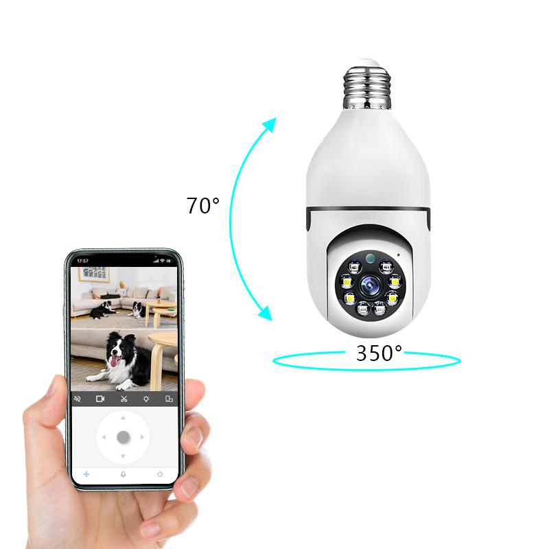 2K 3MP Light Bulb Security Camera 2.4 5Ghz-3 Megapixel Indoor Outdoor Full Color Day Night Camera, Motion Detection, Sound & Light Alarm, Two-Way Audio, Home Yard Store，Wireless Light Socket Camera Easy Installation Surveillance