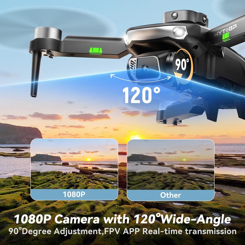 HYTOBP S165 Max Mini Beginner Drone with Camera for Adult- 1080P Camera FPV Foldable Drone,90° Adjustable Lens,  Remote Control, One key Take Off, Gift RC Accessories Folding gift indoor