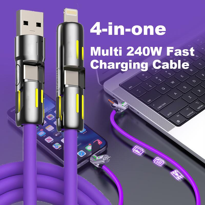 4-in-1 Multi USB Charging Cable-Fast Charging Charger Cord with USB A+Type C for iPhone 16 15 14 13 iPad Various cell phones MacBook iPad Tablets and More