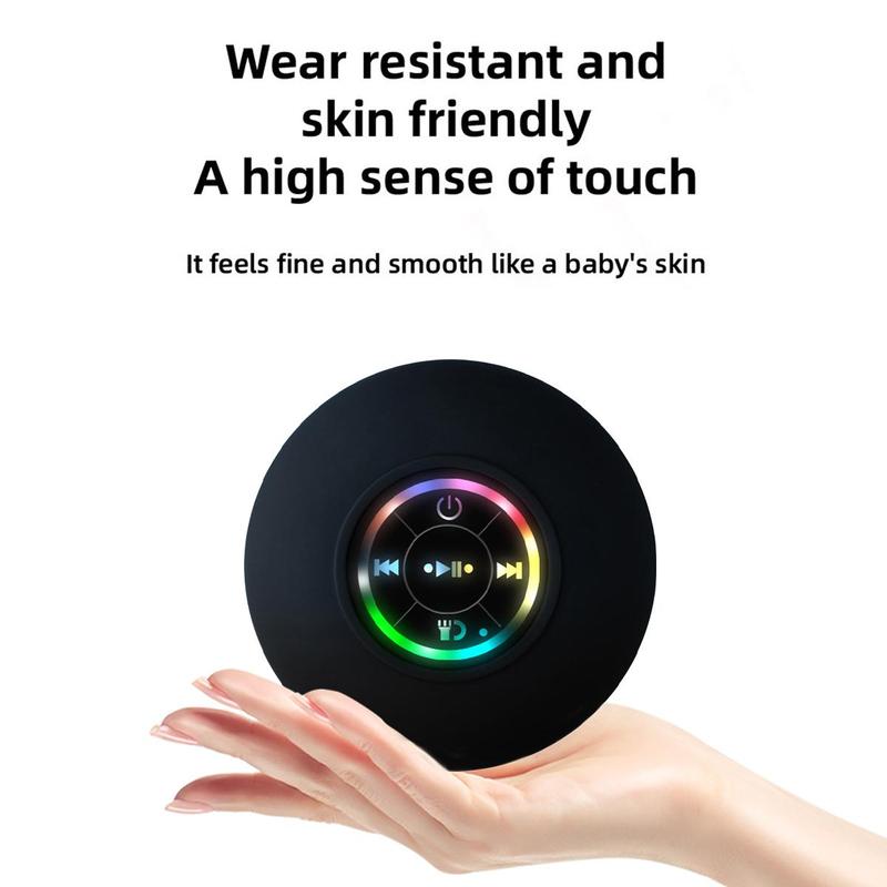 Mini Bluetooth Shower Speaker with LED Light, Waterproof Portable Wireless Speaker Shower Suction Cup Speaker, Small Surround for Party, Travel, Beach Bathroom