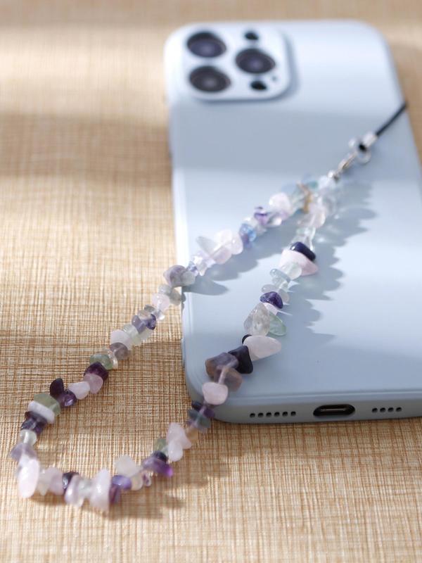 Artificial Crystal & Beaded Decor Phone Chain, Minimalist Style Phone Lanyard for Phone Decoration, Fashionable Phone Charm for Women & Girls