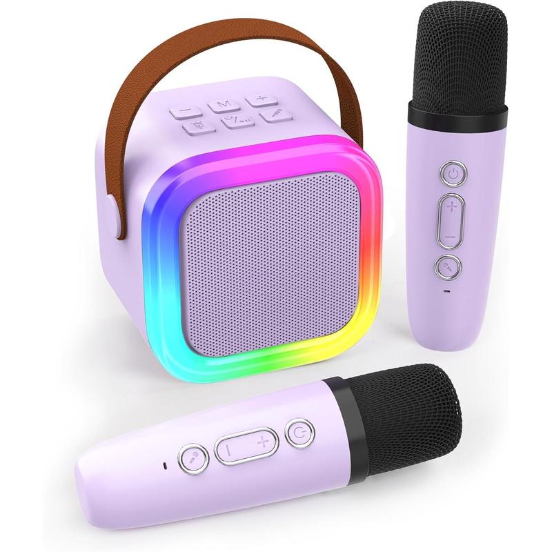 Mini Karaoke Machine for  Adults, Portable  Speaker with 2  Microphones,Toys Birthday Gifts for Girls Ages 4, 5, 6, 7, 8,9,10,11,12+ Family Home Party (Purple)