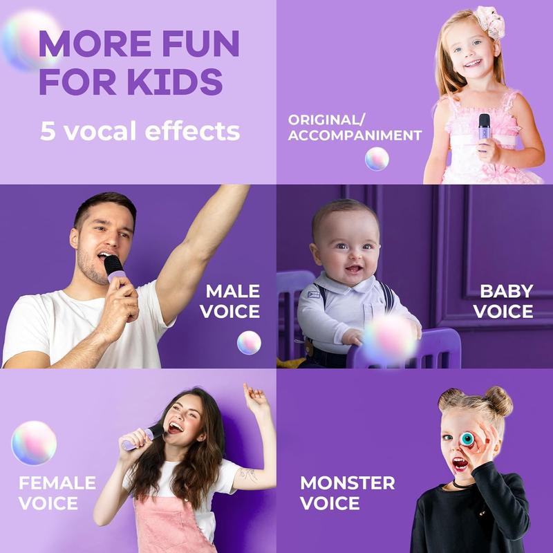 Mini Kids Karaoke Machine with 2 Microphones, Karaoke Gifts for Girls Ages 4, 5, 6, 7, 8, 9, 10, 12 +Year Old, 4-12 Years Old Christmas Toy Gift for Girls (Purple)