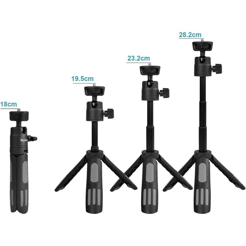 Phone Tripod Stand, Ruittos Vlogging Tripod, Selfie Stick Tripod, Go pro Extendable Tripod for iPhone, Webcam, Desktop, Sony, Go Pro, Travel 11.5inch Portable Pocket Mini Tripod