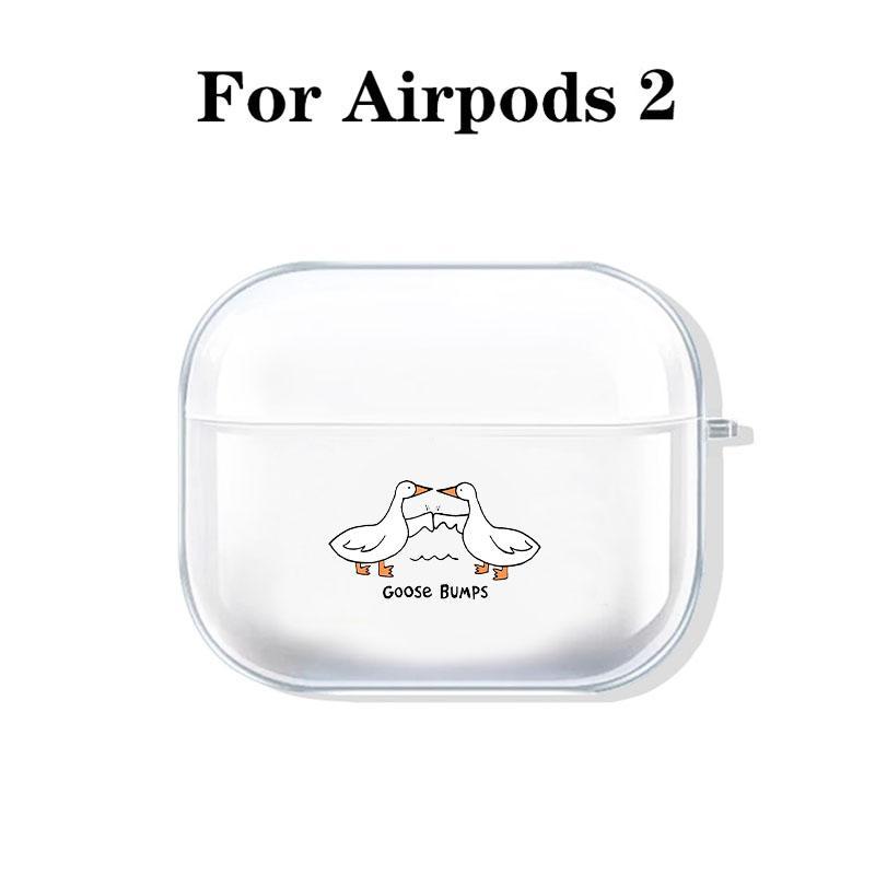 Goose Buddies Design Earphone Case with Hiking Buckle, Cute & Whimsical Pattern Shockproof Anti-fall TPU Cover for AirPods 1 2, 3, Pro, Pro 2, Gift for Birthday