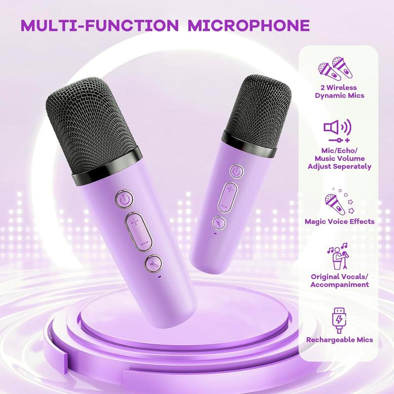 Mini Kids Karaoke Machine with 2 Microphones, Karaoke Gifts for Girls Ages 4, 5, 6, 7, 8, 9, 10, 12 +Year Old, 4-12 Years Old Christmas Toy Gift for Girls (Purple)