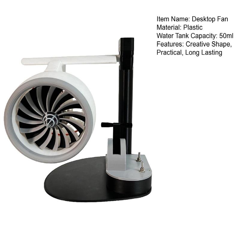 Creative Turbo Desktop Fan with Light Water Tank Design Adjustable Turbofan Engine Shape Cooling Fan 2-in-1 Cooling Fan Humidifier