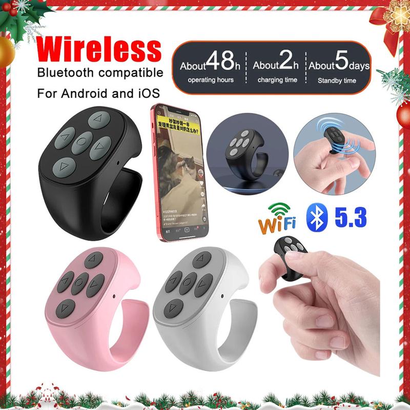 Bluetooth Remote Control with Phone holder,Bluetooth Phone Remote for Camera Selfie, Video Record, Music Control, Smart Ring for iPhone, iPad, Android, Pink Smartphone tiktok remote Cellphone Bluetooth Remote Christmas Gift Wireless Remote
