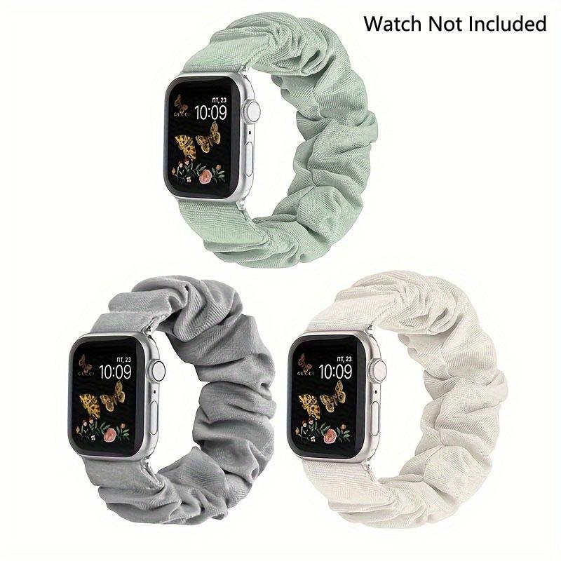 Elastic Solid Color Watch Band, 3 Counts Soft Braided Band, Replacement Watch Band, Multipurpose Elastic Hair Band Sports Watch Band for Apple Watch Series