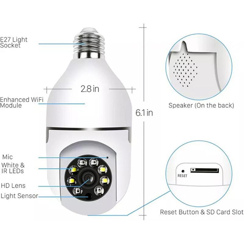 Light Bulb Security Camera,5G&2.4GHz WiFi 3MP Security Cameras Wireless Outdoor Motion Detection and Alarm,Two-Way Talk,Color Night Vision,Human Detection,Time-limited offer