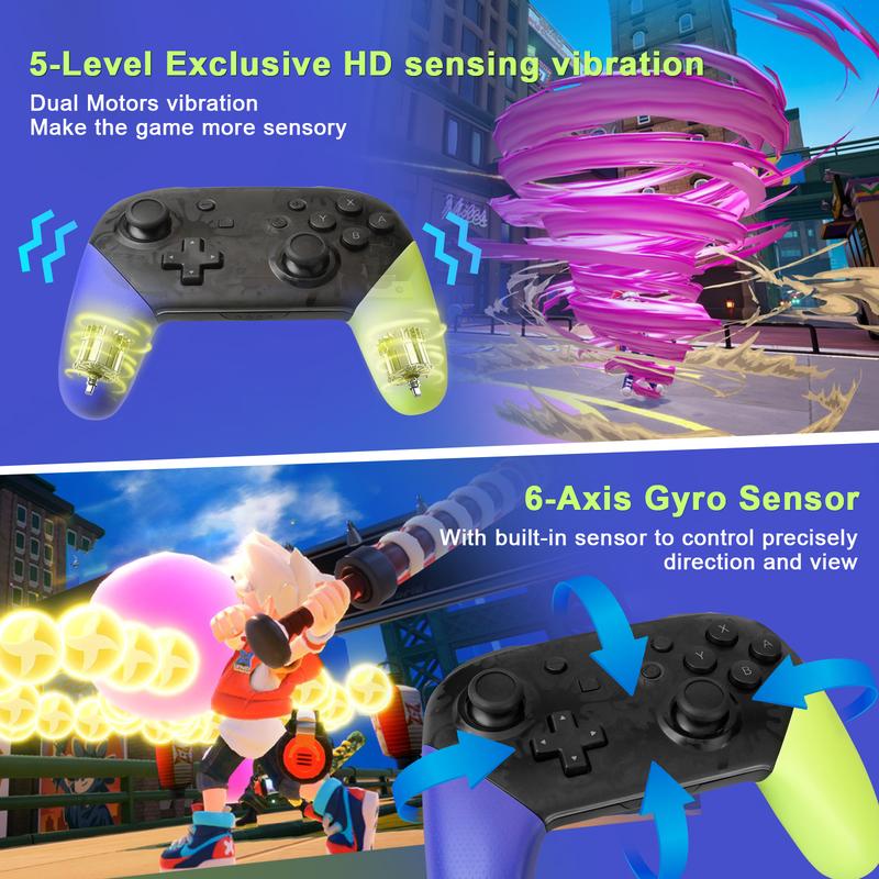 NFC Switch Pro Gaming Controller, Wireless Switch Pro Controllers with NFC Dual HD Vibration Screenshot Wake-up Function Auto-Pairing Motion Control 1300mAH Battery, Upgraded Gamepad Switch Control Replacement for Switch Switch Lite Switch OLED PC