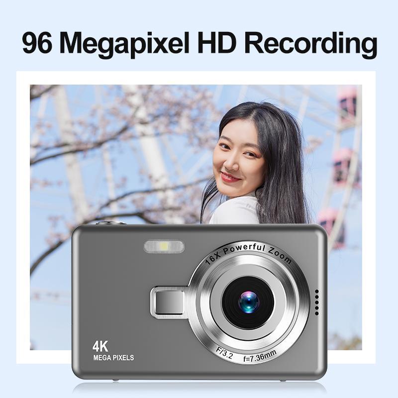 4x Digital Camera, 1200W Pixels 1080P Digital Camera, 16x Zoom Digital Camera with 2.4 Inch TFT Screen, Auto Focus Compact Camera for Students Shooting Vlog Use