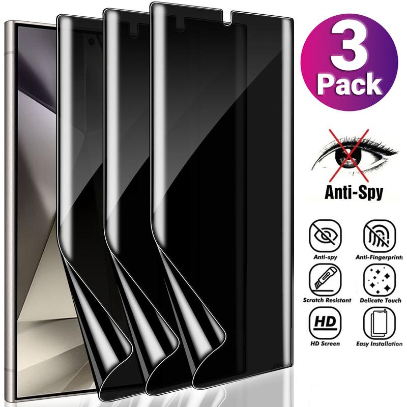 3-Pack For Samsung S24 Ultra Plus S23 S22 S21 Anti-Spy Privacy Hydrogel Screen Protector [Not Glass]