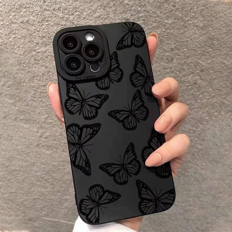 Butterfly Pattern Phone Case, TPU All-inclusive & Drop-resistant Protective Case, Decorative Phone Accessories Compatible with iPhone 11 12 13 14 15 Pro Max 15 Plus