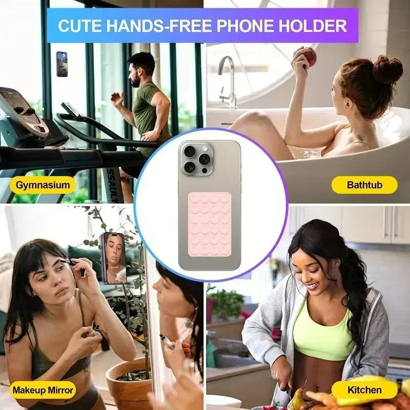 Universal Self-adhesive Suction Cup Phone Holder, 1 Count Silicone Phone Anti-slip Suction Cup Phone Stand, Phone Accessories for Selfies & Videos