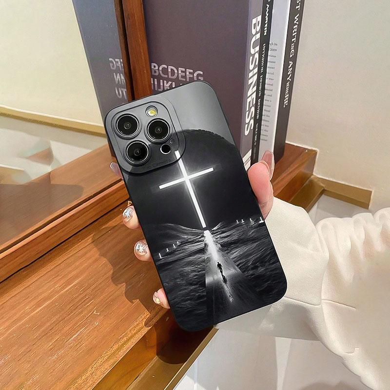 Gothic Cross Pattern Phone Case, 1 Count Anti-drop Phone Protective Case, Total Protective Shockproof Phone Cover for iPhone 11 12 13 14 15 16 Series