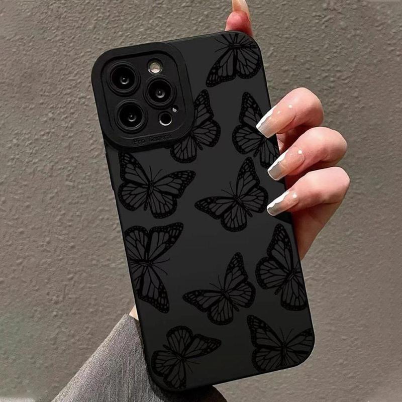 Butterfly Pattern Phone Case, TPU All-inclusive & Drop-resistant Protective Case, Decorative Phone Accessories Compatible with iPhone 11 12 13 14 15 Pro Max 15 Plus