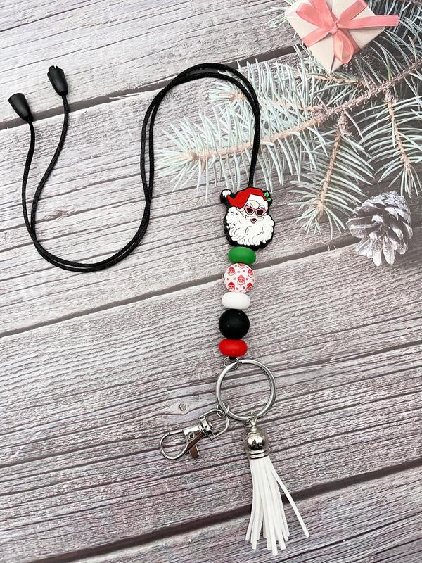 Cute Christmas Themed Beaded Keychain, Beaded Phone Chain, Anti-lost Phone Lanyard, Fashion Phone Charm for Women & Girls