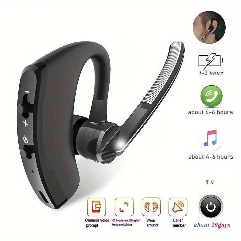 Ear Mounted Wireless Headphone, Business Earphone with Voice Control & Number Reporting, Long Standby Bluetooth-compatible Earphone for Men & Women, Mother's Day Gift